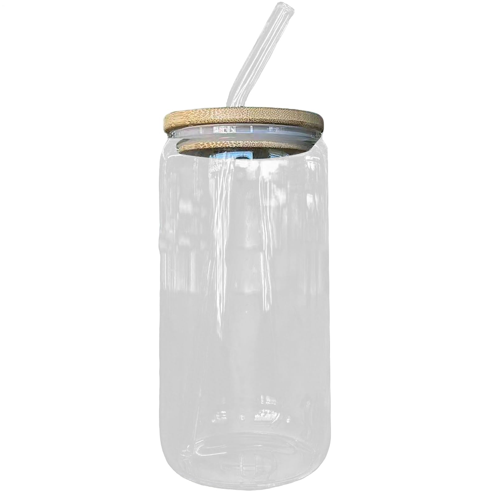 Muiltvoe Glass Tumbler, 20x8x8cm 16oz Clear Leakproof Reusable Single-Layer Modern Drinkware Cup with Glass Straw for Juice, Water, Party, Summer