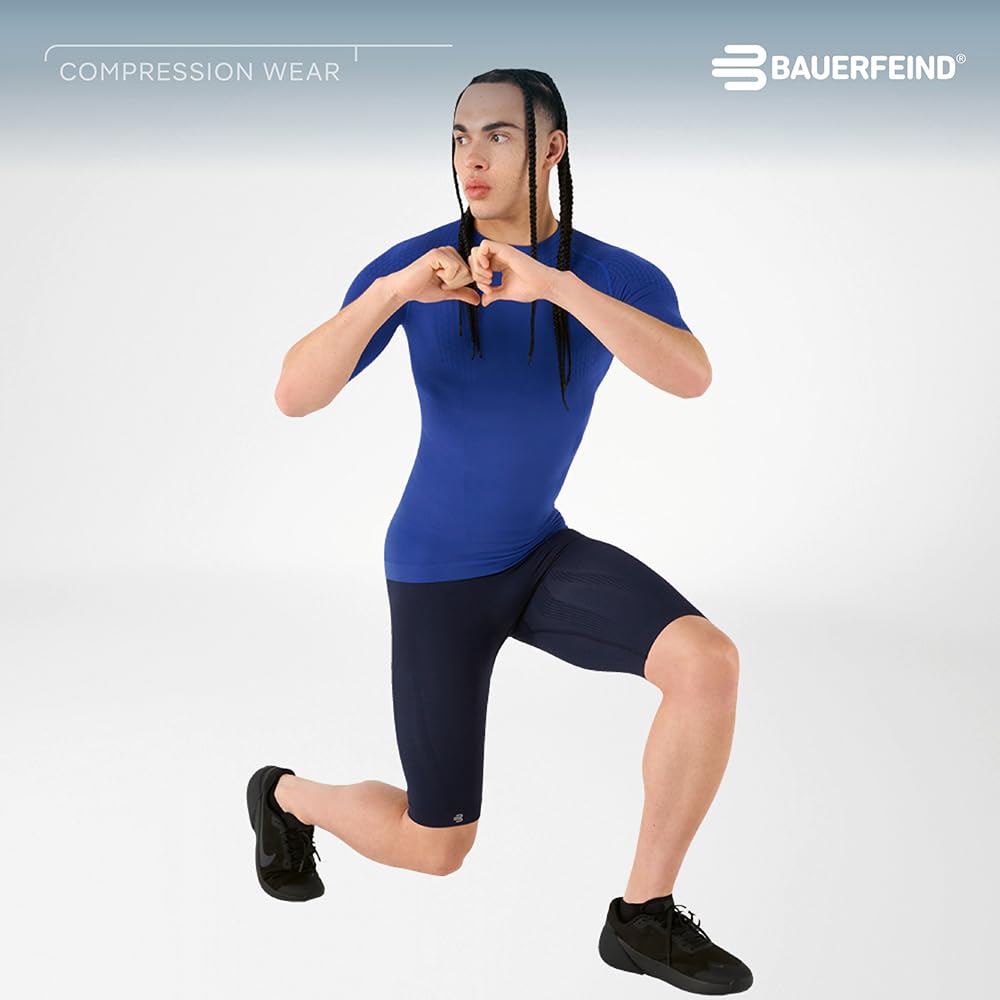 BAUERFEIND Spodnie kompresyjne "Sports Compression Tights Short", spodnie sportowe dla mężczyzn, krótkie, poprawiające ukrwienie mięśni nóg, poliamid/elastan