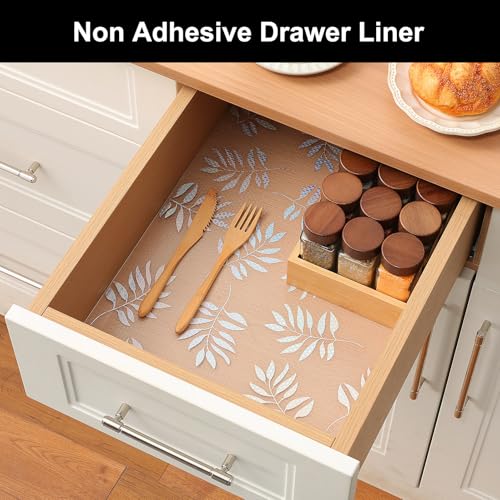 Image of Cooyes Shelf Liner - Premium Non-Adhesive Cabinet & Drawer Liner for Kitchen - Waterproof Shelf Paper with Modern Pattern - Durable EVA Cabinet Mat - Easy to Cut (11.8 inch W x 120 inch L)