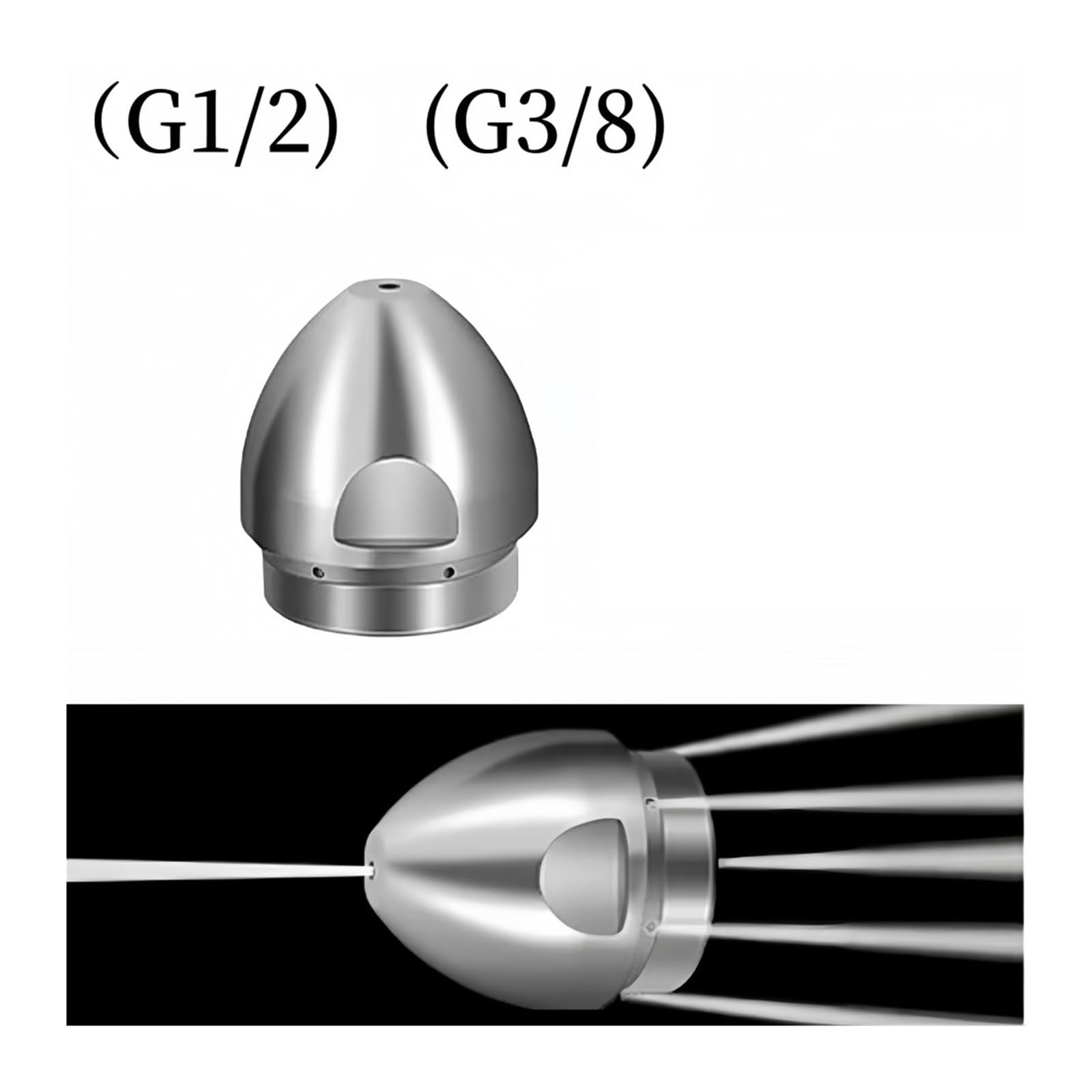 G1/2 & G3/8 Abwasserdüse mit Innengewinde, 40 l/min Hochdruckrohr-Entstopfungswerkzeug for Reinigungsmaschinen(G3 8)