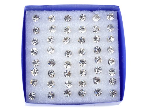 Imixlot Women's Acrylic Wholesale 144Pairs(6Boxes) Invisible Bar Crystal Earring Studs Bulk Multicolor #TOP6