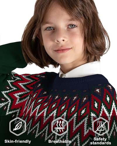 Image of BOBOYOYO Boys Sweaters 100% Cotton Cable Knit Kids Sweater Striped Pullover