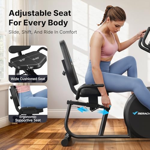Image of MERACH Recumbent Exercise Bikes for Home with Smart Bluetooth Equipment Exercise Bikes App,LCD,Heart Rate Handle Stationary Bikes for Home, Magnetic Recumbent Exercise Bike for Seniors Gym S08 /S23