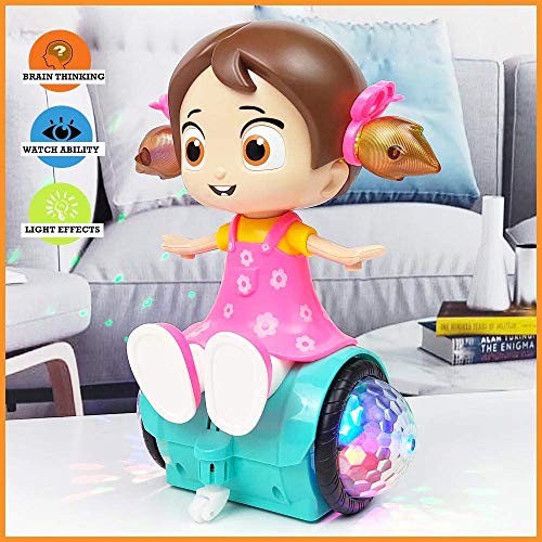 Image of Negi 360 Degree Rotating Musical Dancing Girl Doll Activity Play Center Toy with Flashing Lights and Bump and Go Action for Kids