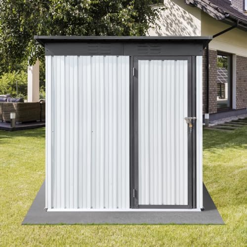 5X3 FT Galvanized Steel Garden Shed, Simple & Sturdy Outdoor Storage with Sloped Water-Resistant Roof for Secure Backyard, Patio & Garage Storage