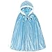 Cape longue à capuche en velours pour fille Déguisement Princesse Elsa pour Halloween, fête, cosplay Tenue d'hiver -  Bleu - Large