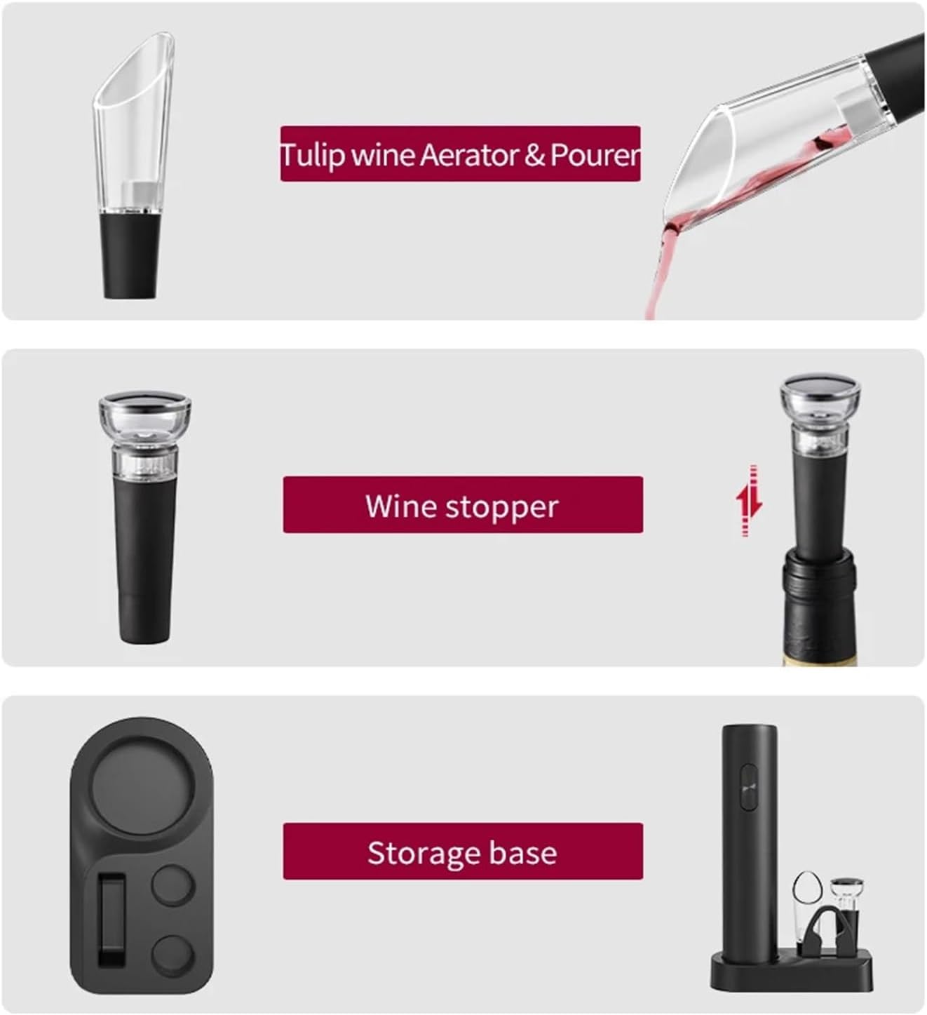 Fit for Electric Wine Bottle Opener Set with Base - Operated Wine Pouring Device, Decanter, and Cutter