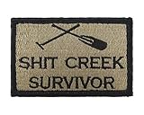Shit Creek Survivor Tactical Funny Hook and Loop Fully Embroidered Morale Tags Patch (Coyote and Black)