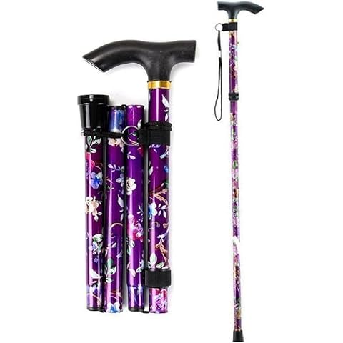 iSeventy9 Adjustable Folding Walking Stick with Elegant Design Unisex's Walking Cane-Purple Floral Cover