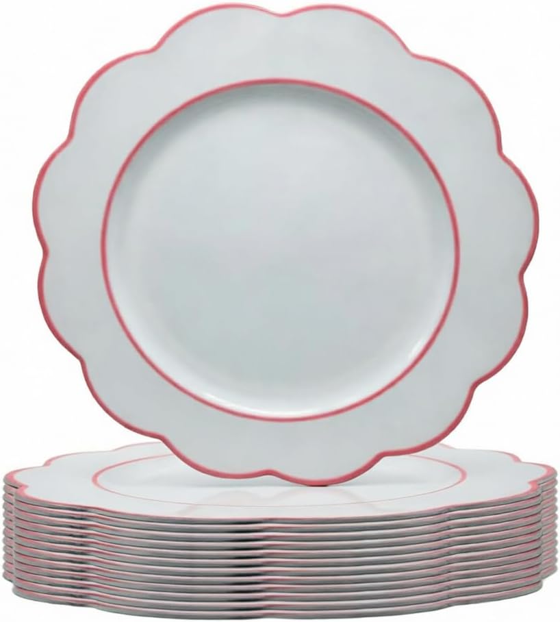 gold charger plate set of 12, suitable for charger plates for dinnerware, flower-shaped plastic charger plates for Thanksgiving and Christmas (green)