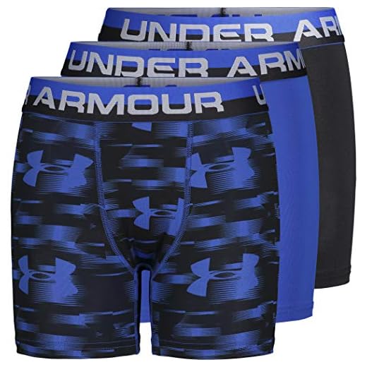 Under Armour boys 3 Pk Ua Blur Performance Boxer Underwear, Ultra Blue F192, Medium US