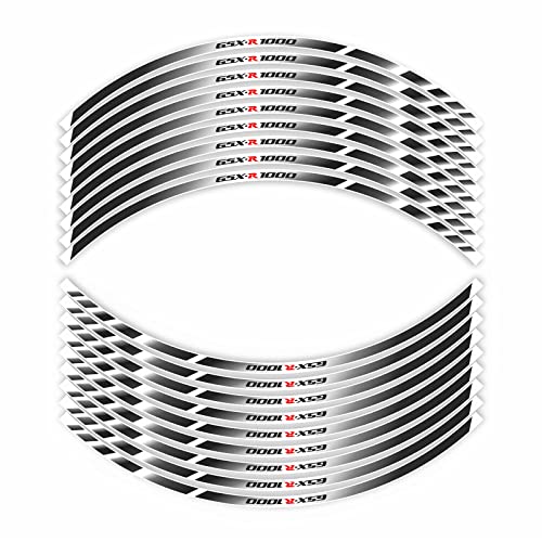Motorcycle Reflective Rim Tapes Sticker Stripe For Suzuki Gsxr1000 K1/Gsxr1000 K3 /Gsxr1000 K5/Gsxr1000 K7/Gsxr1000 K9/Gsxr1000 K17 2017-2022 Rim Wheel Decal Stickers 17 Inch ,(Black And White) #TOP1