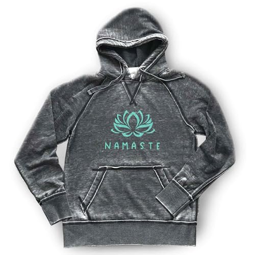 Namaste Hoodie Yoga Sweatshirt Yogi Meditation Lotus Flower Fitness Health Burnout Soft Quality Comfortable Lightweight, Dark Grey (L, White-Matte)4