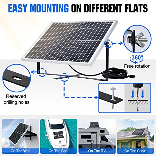 Eco-Worthy 25 Watts 12V Off Grid Solar Panel Sae Connector Kit: Waterproof 25W Solar Panel + Adjustable Mount Bracket + Sae Connection Cable +10A Charge Controller For Car Rv Marine Boat 12V Battery #TOP2