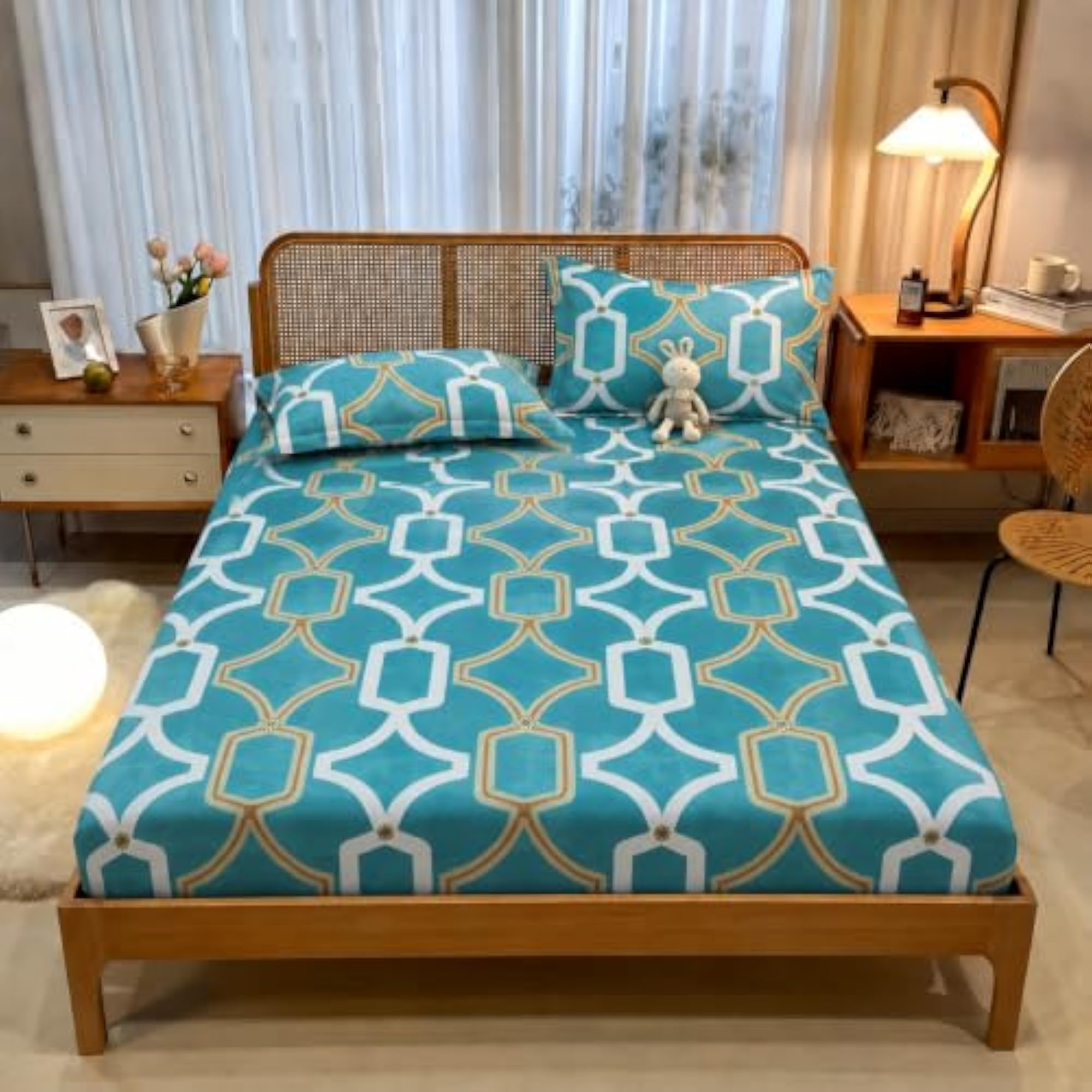 320 TC Cotton Feel All Around Elastic Fitted Bedsheets King Size