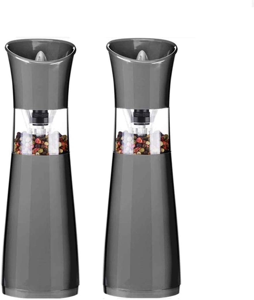 Electric Pepper Mills 2 Pack Salt and Pepper Shakers - Peppers Mill Grinders Set Refillable, Premium Coarseness Adjustable Pepper Mill Salt Shaker(