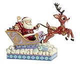 Jim Shore for Enesco Rudolph Traditions by Rudolph Pulling Santa in-Sleigh Figurine, 7-Inch