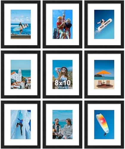 Vittanly 8x10 Picture Frames Set of 9, Shatter Resistant Plexigla...