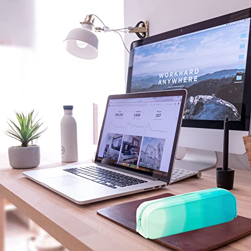 Minimaliving Pencil Case,Colorful Silicone Waterproof Pencil Pouch Aesthetic Lightweight&Portable Pen Bag Stylish Small Office Supplies For Adults,Women And Men(Green) #TOP4