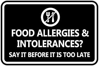 Food Allergies Intolerances Say Outdoor Signs Aluminum 12X8 Inch Uv Ink Printed for House and Business