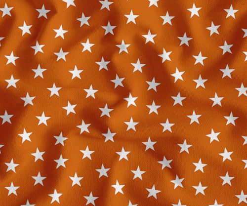 Image of Soimoi Orange Cotton Canvas Fabric Stars Star Printed Fabric 1 Meter 58 Inch Wide