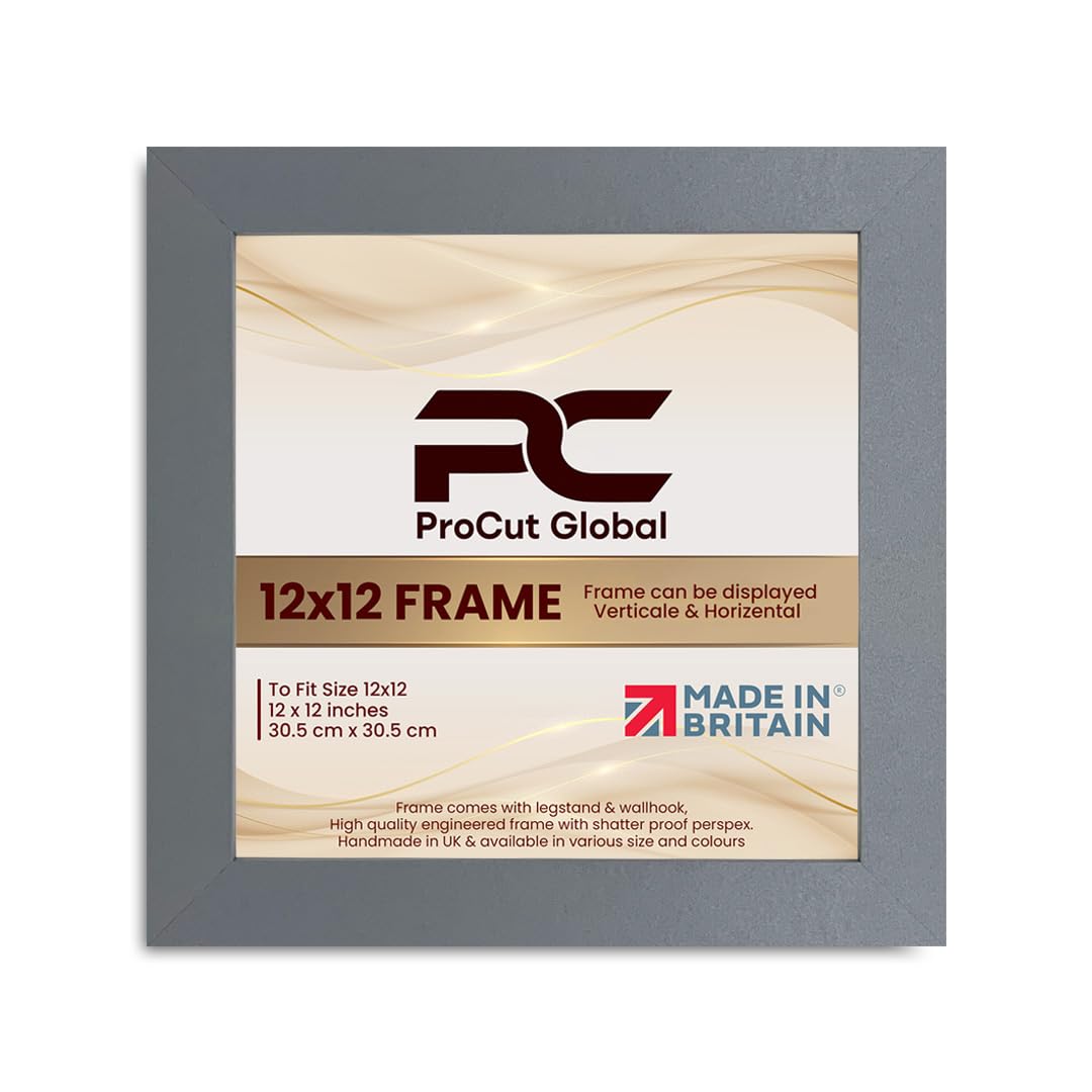 Procut Global 12X12 Dark Grey Picture Frames - Modern Wooden Photo Frame with Shatterproof Perspex for Wall or Tabletop - Perfect for Posters, Certificates, Prints - Sizes & Colors Available — image 1
