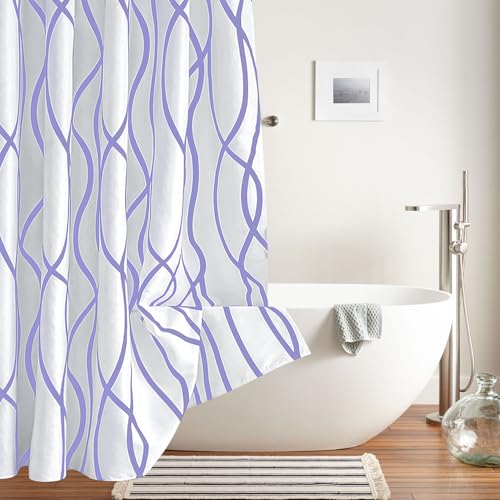 Biscaynebay Extra Long Textured Fabric Shower Curtain 72 W x 84 L, Lavender Printed Striped Linen Modern Hotel Luxury Quality Cloth Bathroom Curtains Machine Washable by Biscaynebay - Image 7