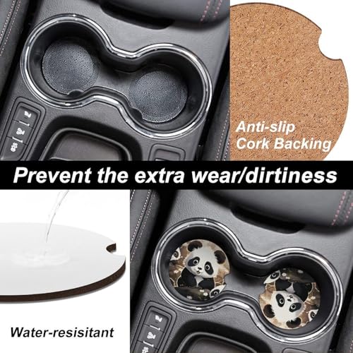 Portavasos Para Auto Decorativo Panda 2.6 Pulgadas 2 Pzas miniatura 3