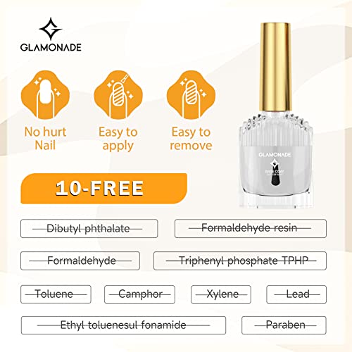 Glamonade Base Coat Nail Polish 0.34Oz Water-Based Non-Toxic Base Coat For Nail Polish Clear Glossy Nail Polish Primer Foundation Base Coat At Home Diy Manicure #TOP5