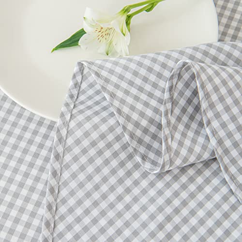 maxmill Round Checkered Tablecloth Spillproof Wrinkle Free Heavy Weight Gingham Table Cloth for Circular Table Cover Buffalo Plaid for Buffet Banquet Parties Holiday Dinner 70 Inch Grey White by maxmill - Image 9