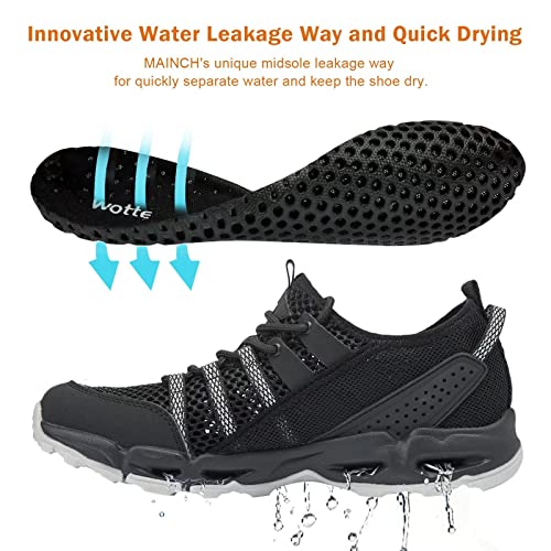 Mainch Women's Hiking Water Shoes Quick Dry Outdoor Sport Sneakers (Black, Size 9) #TOP3
