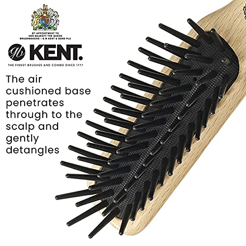 Kent Pf20 Narrow Cushion Paddle Hair Brush, Taming Fat Pins Hair Detangle Brush For Long Thick And Curly Hair, Scalp Massager And Growth Stimulator, Wet Or Dry Hair Detangling Brush. Made In England #TOP2