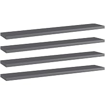 Bookshelf Boards 4 Pack High Gloss Gray Replacement Shelves 23.6x3.9x0.6 Inches Engineered Wood Storage Solutions for Home Office Furniture Modern Design