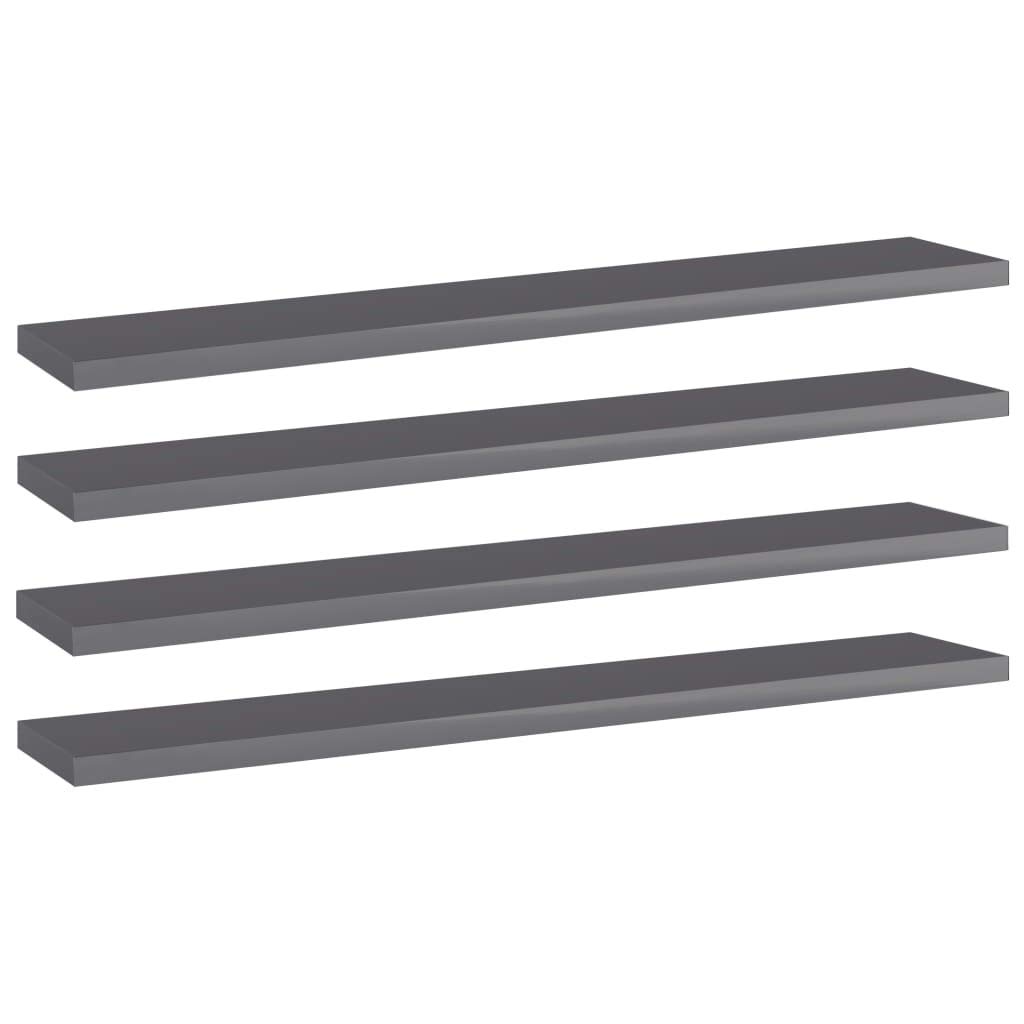vidaXL 4x Bookshelf Boards Living Room Kitchen Furniture Shelf Accessory Extra Shelf Panel Replacement Bookshelf Board High Gloss Grey Engineered Wood