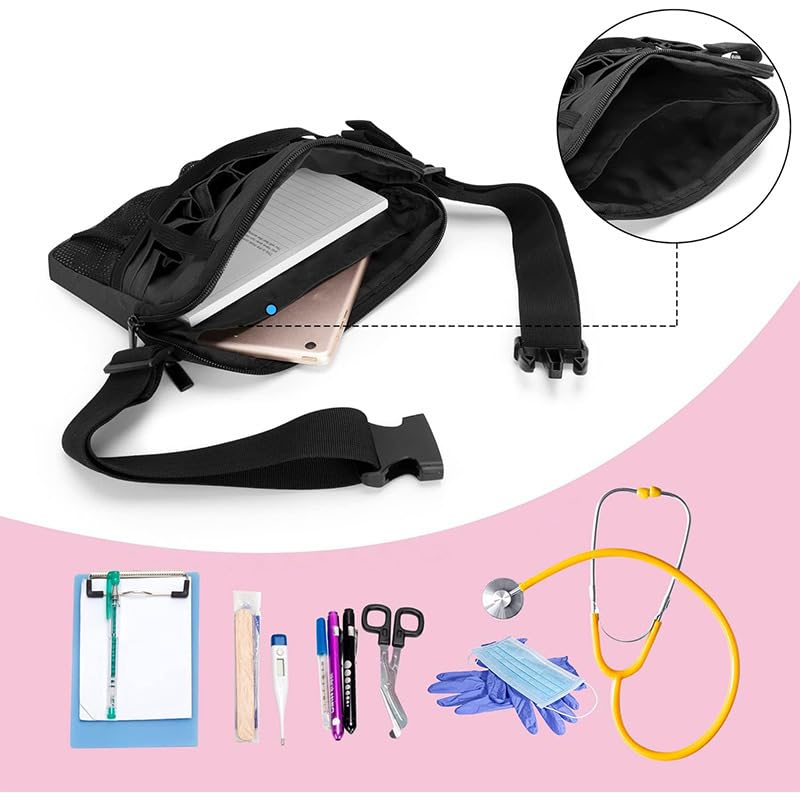 Sac banane pour infirmière BetterJonny avec multi-compartiments et sangle d'extension - 3