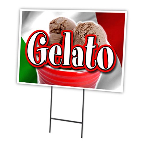 SignMission Gelato 18"x24" Yard Sign & Stake | Advertise Your Business | Stake Included Image On Front Only | Made in The USA by SignMission - Used condition - US$14.17