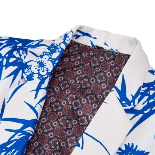 Men Party Blazer Print Blue Bamboo Pattern Slim Fit Clothing Printed Suit Jacket Wedding Dress Coat3