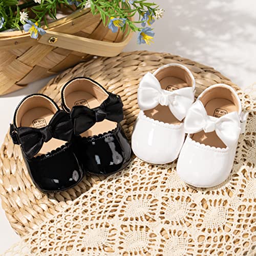 Oamico Infant Baby Girls Mary Jane Flats Non Slip Rubber Sole With Bownot Toddler First Walkers Princess Wedding Dress Shoes #TOP1