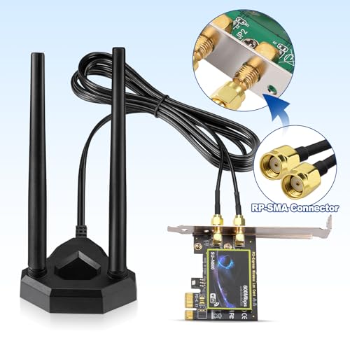 Image of Eightwood Dual Band WiFi Antenna 2.4GHz 5GHz RP-SMA WiFi Antennae with 6.5ft Extension Cable for PC Desktop Computer PCI PCIe WiFi Bluetooth Card Wireless Network Router