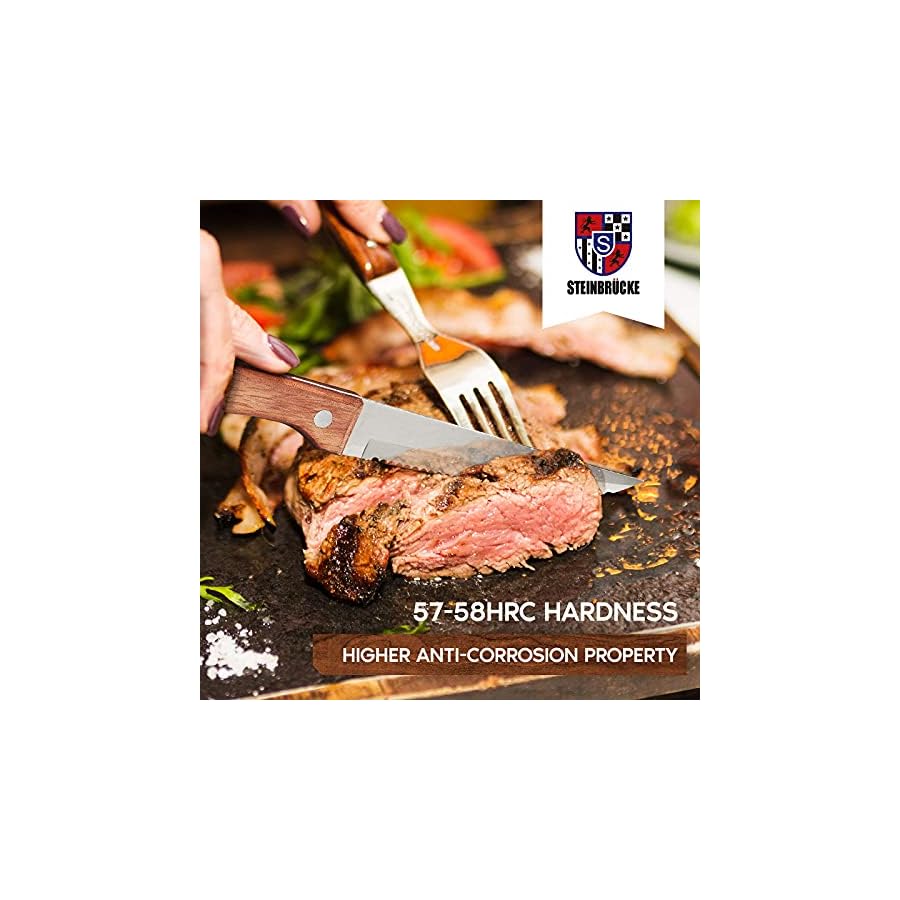 Elemake-Steak-Knife-Set-Steak-Knife-with-Wooden-Handle-Knives-Set-for-Kitchen-Serrated-Steak-Knives-Set-of-8-Classic-Full-Tang-Design-5Cr15Mov-Stainless-Steel-Blade Elemake Steak Knife Set - Steak Knife with Wooden Handle, Knives Set for Kitchen, Serrated Steak Knives Set of 8, Classic Full Tang Design, 5Cr15Mov Stainless Steel Blade