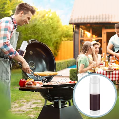 Didaey 4 Pcs 24 oz Inverted Plastic Squeeze Bottles, Refillable Tip Large Valve Dispenser Condiment Squeeze Bottle for Sauces Ketchup Sour Cream Self Sealing Syrup Dispenser for Restaurants