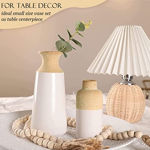 Liteviso Ceramic Vase Set- 2 Small Vases, Modern Farmhouse Home Décor Accents; Living Room Décor, Boho Vases For Room Décor, Entryway Centerpieces, Mantle Shelf Vases, Cottagecore Decor (7.5 And 5 In) #TOP4