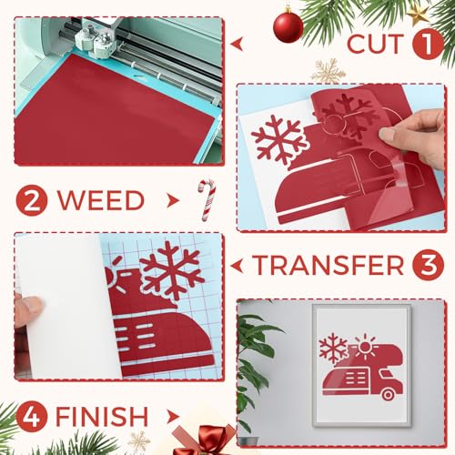 Image of IModeur Glossy Red Permanent Vinyl - 12 inch x 8 FT Permanent Adhesive Vinyl Roll for Cup Deco, Party Decoration, Sticker.