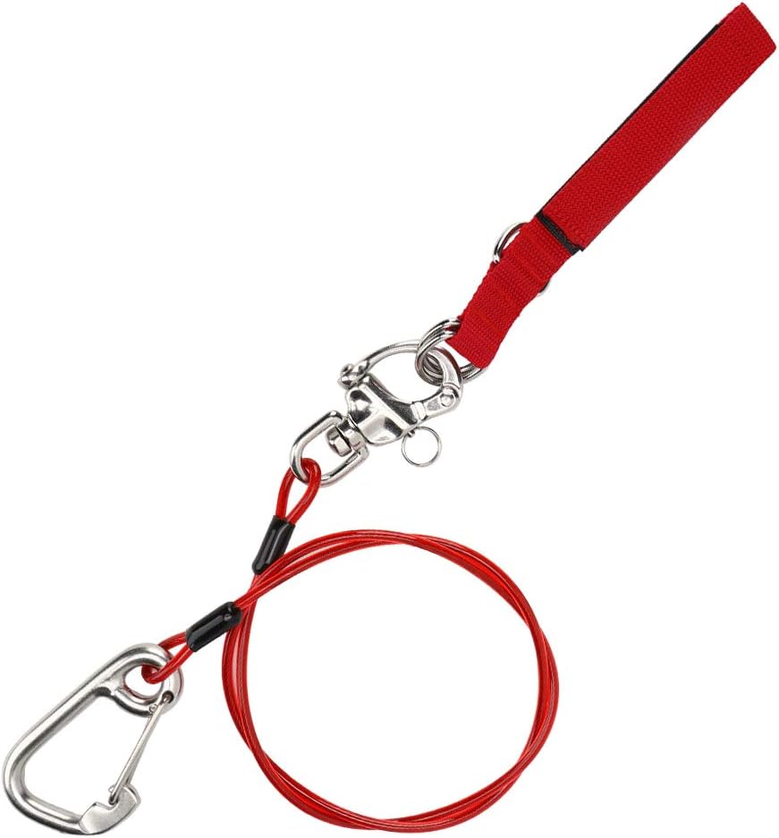 VGEBY Freediving Lanyard Safety Rope 316 Pro Stainless Steel Clip with Dive Wristband Safe Lifeline