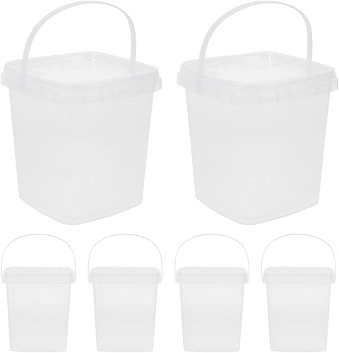 6 cubos cuadrados transparentes pequeños con tapa, versátil recipiente de helado para palomitas de maíz y té con leche, almacenamiento de grado