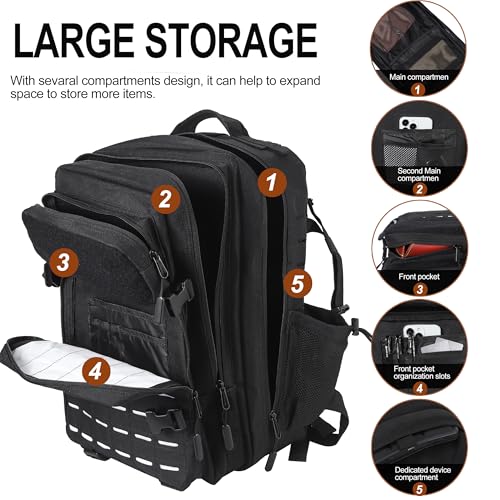 Image of LHI Tactical Military Backpack for Men 25L /45L Large Molle Army Assault Pack 3 Day Hiking Rucksack With Bottle Holder