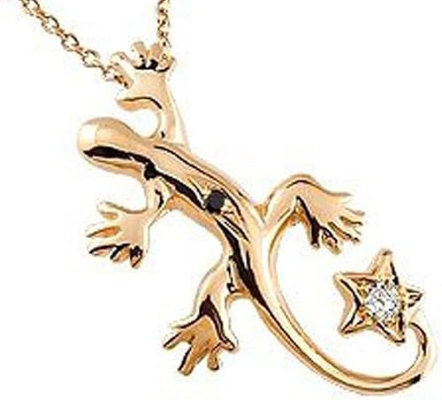 Amazon Co Jp アトラス Atrus メンズ トカゲ ネックレス トップ ダイヤモンド ブラックダイヤモンド ペンダント ピンクゴールドk18 18金 星ダイヤ 18ｋ シンプル ファッション