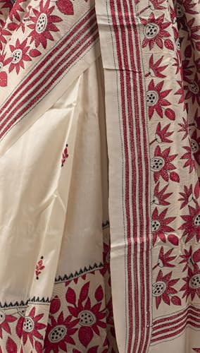 Generic red tussar silk saree in tussar silk – image 4
