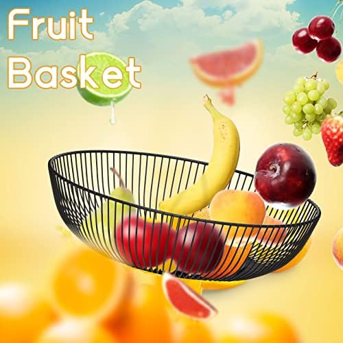 NUTRIUPS Fruit Bowls Black Wire Fruit Basket Fruit Bowls for The Kitchen Black Wire Fruit Basket Fruit Bowl for The Kitchen Large Fruit Bowl Wire Fruit Bowl for Fruit and Vegetables (Black)