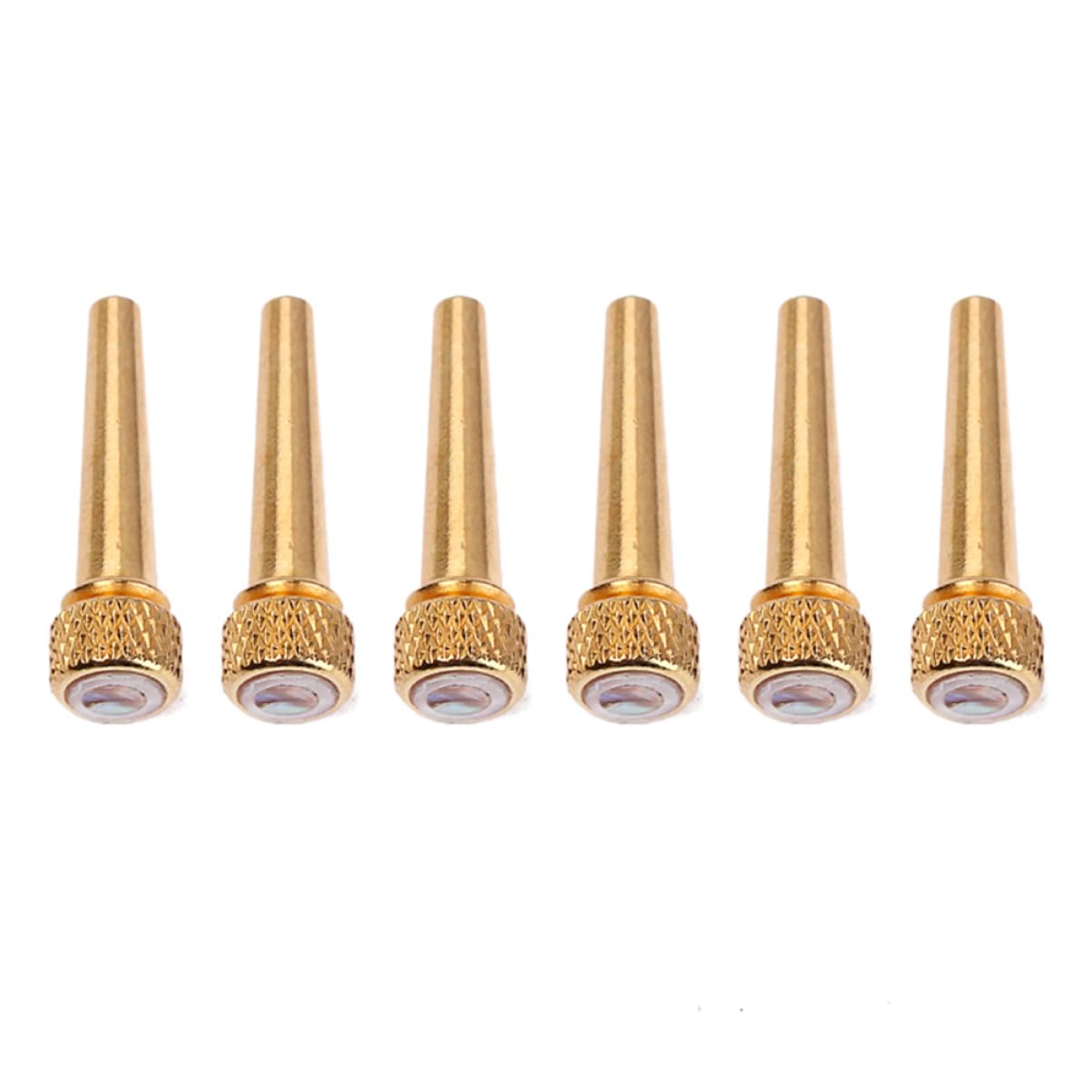 Kisangel 6Pcs Acoustic Guitar Bone Bridge Pins with Abalone Dot and Brass Circle Skirt Replacement Parts for All Acoustic Guitars for Enhanced Sound